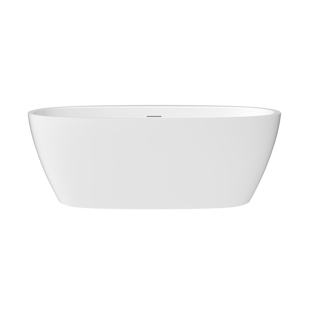 59" x 32" Flatbottom Freestanding Acrylic Soaking Bathtub in Glossy White. Picture 1