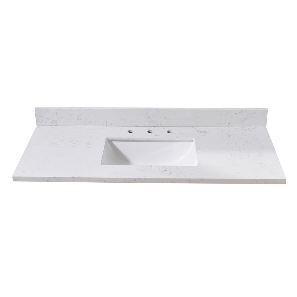49. in Composite Stone Vanity Top in Aosta White with White Sink. Picture 3