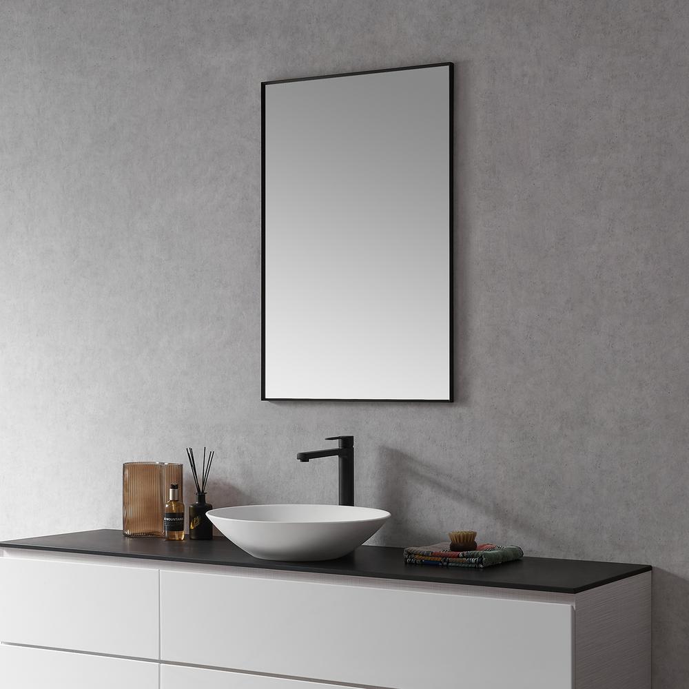 Sassi 24" Rectangle Bathroom/Vanity Matt Black Aluminum Framed Wall Mirror. Picture 6
