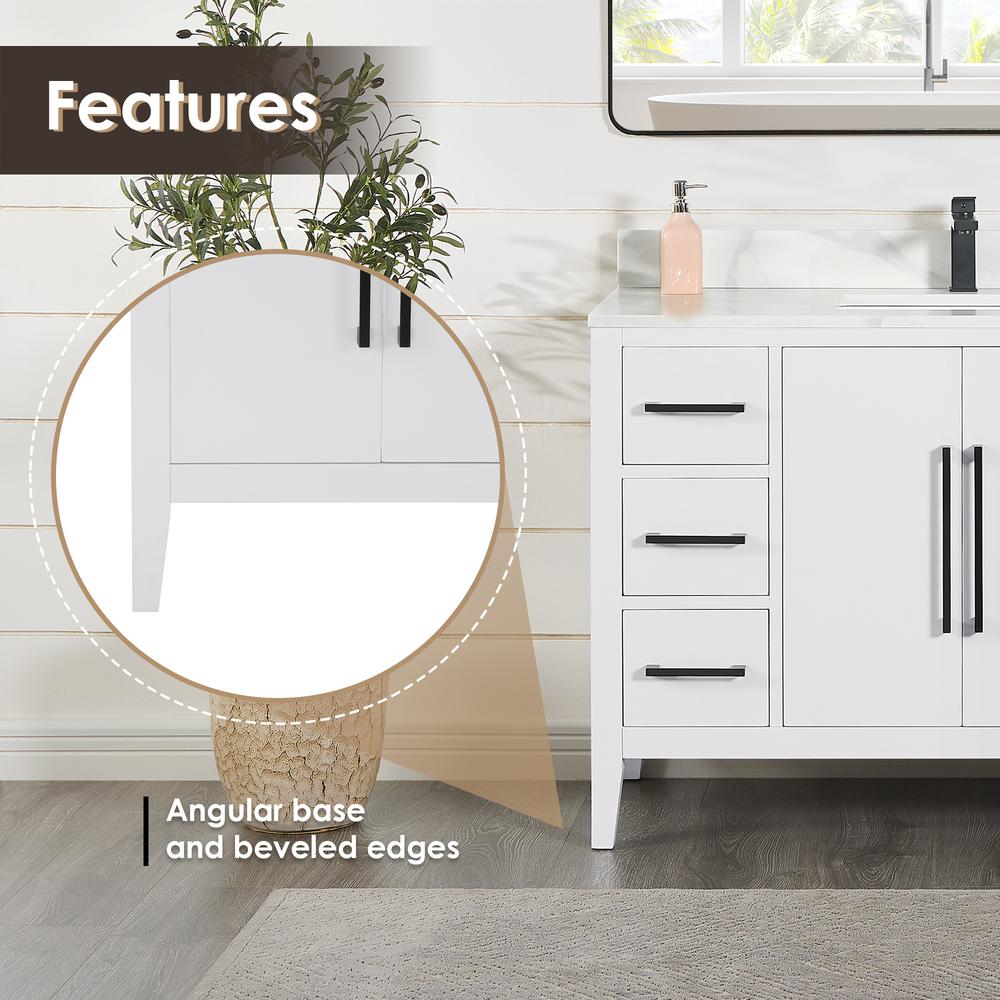 Single Bathroom Vanity in White with Countertop without Mirror. Picture 10