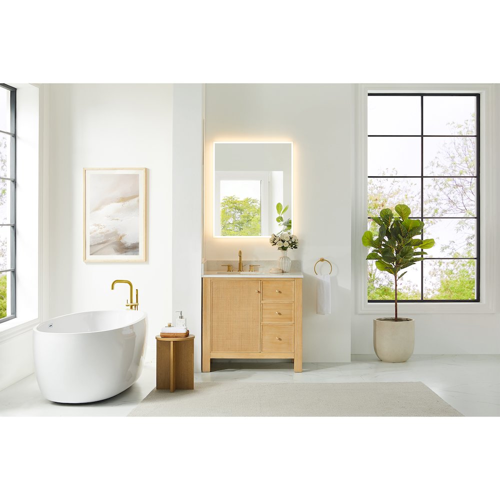 Cedar 36" Single Bathroom Vanity in Natural Wood. Picture 15