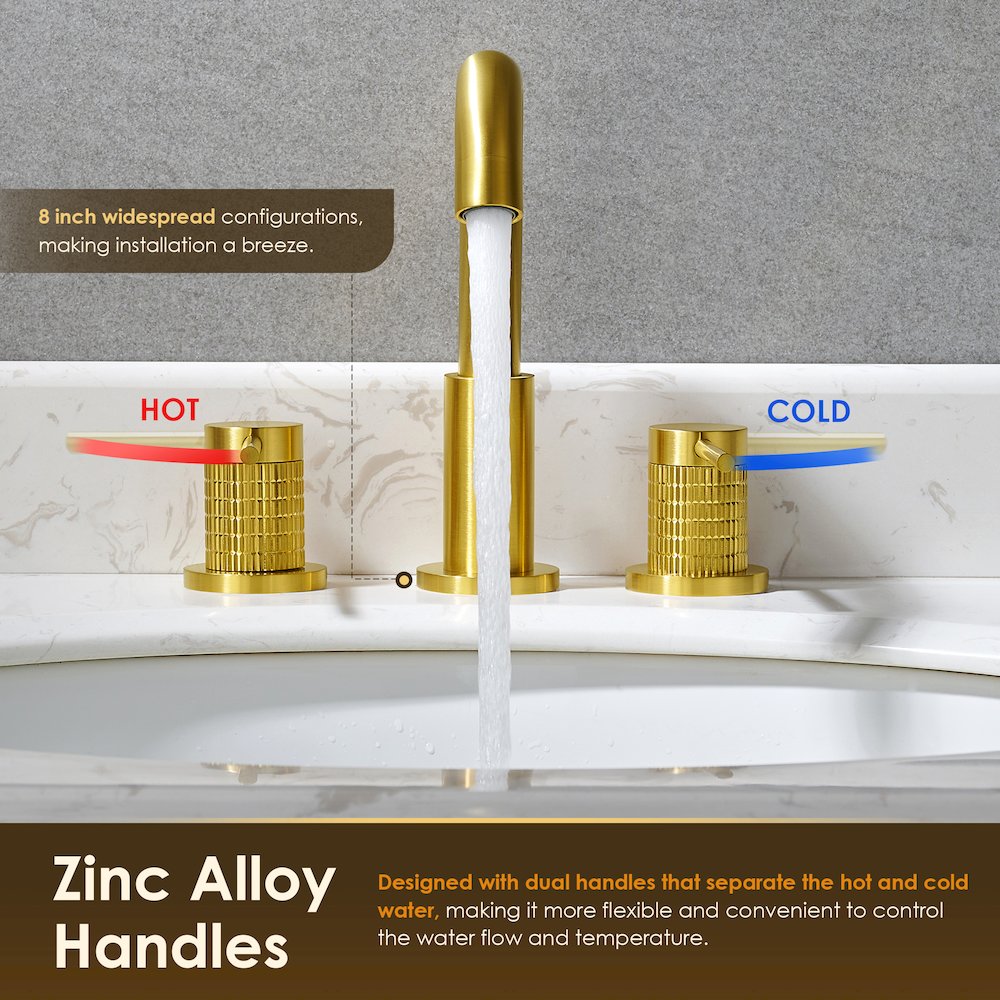 8. in Widespread 2-Handle Bathroom Faucet in Brushed Gold. Picture 12