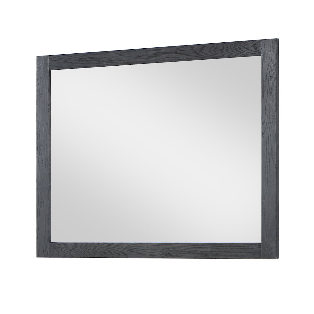 48" Rectangular Bathroom Wood Framed Wall Mirror in Brown Oak. Picture 2