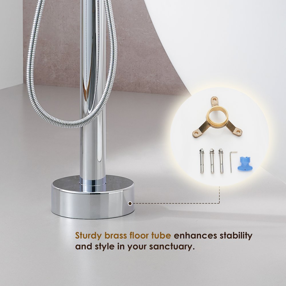 Double Lever Handles Freestanding Floor Mounted Tub Filler. Picture 9