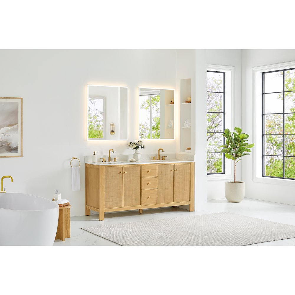 Cedar 72" Double Bathroom Vanity in Natural Wood. Picture 16