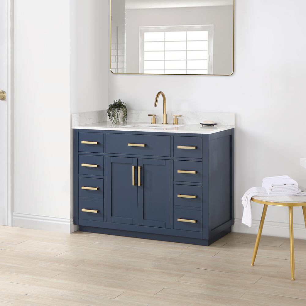 48" Single Bathroom Vanity in Royal Blue without Mirror. Picture 10