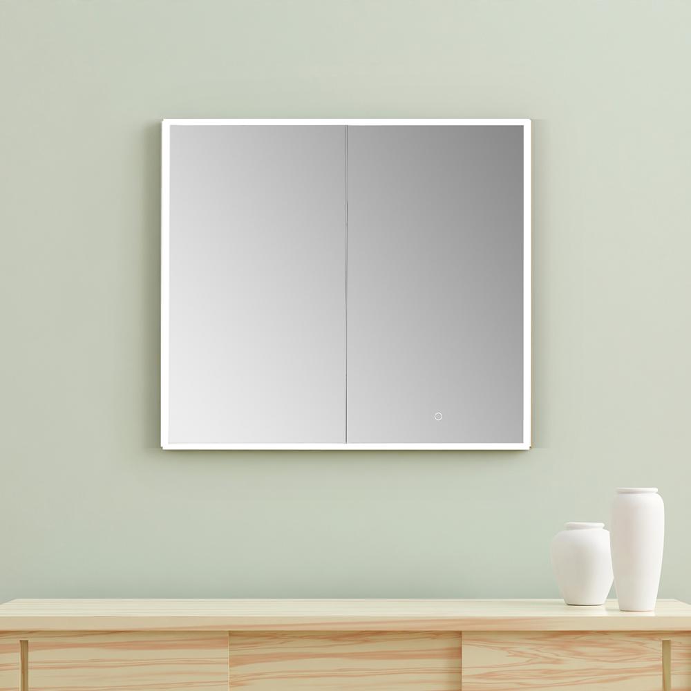 Frameless Surface-Mount/Recessed LED Lighted Bathroom Medicine Cabinet. Picture 15
