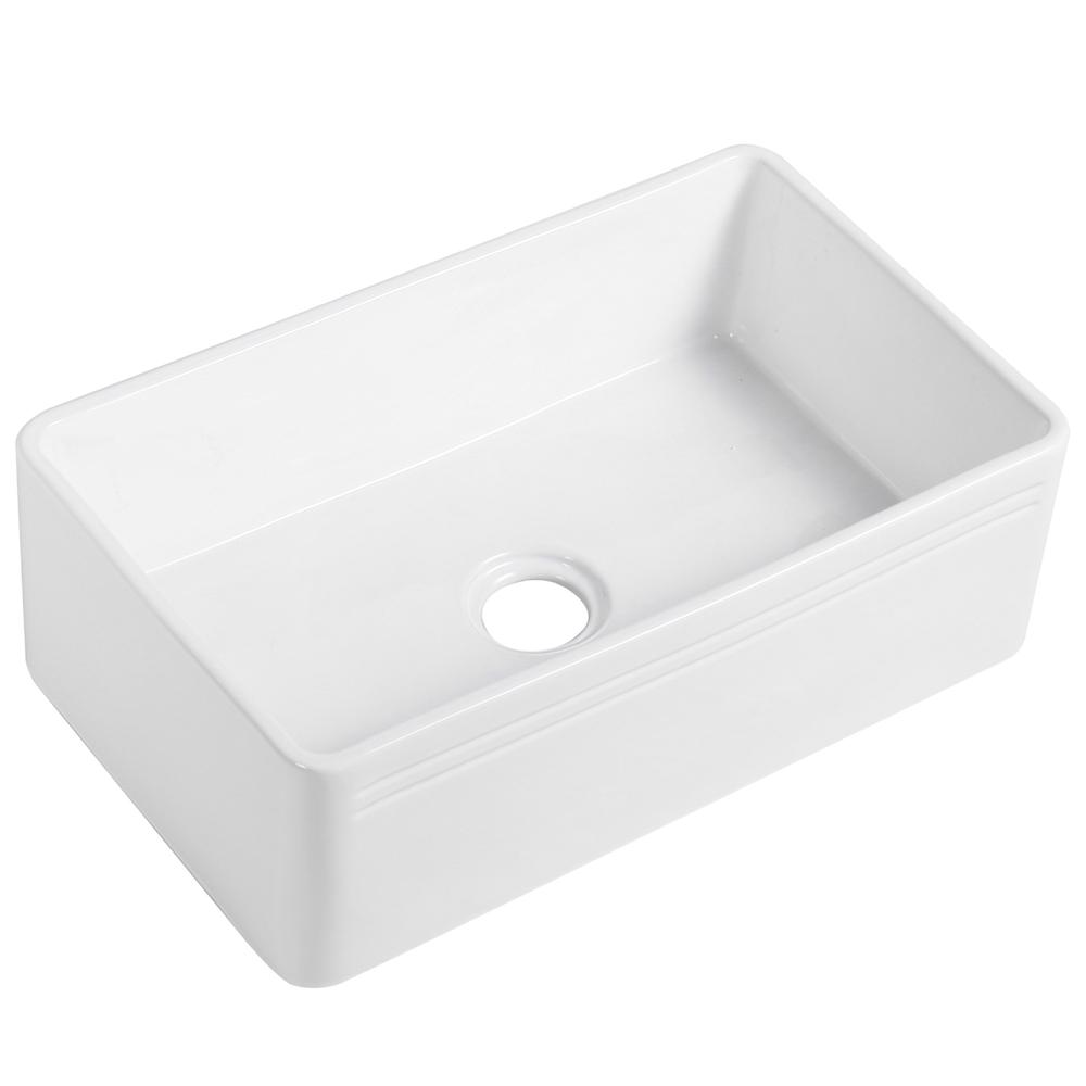 Porcelain Vitreous China 30" L x 18" W Farmhouse Sink. Picture 1