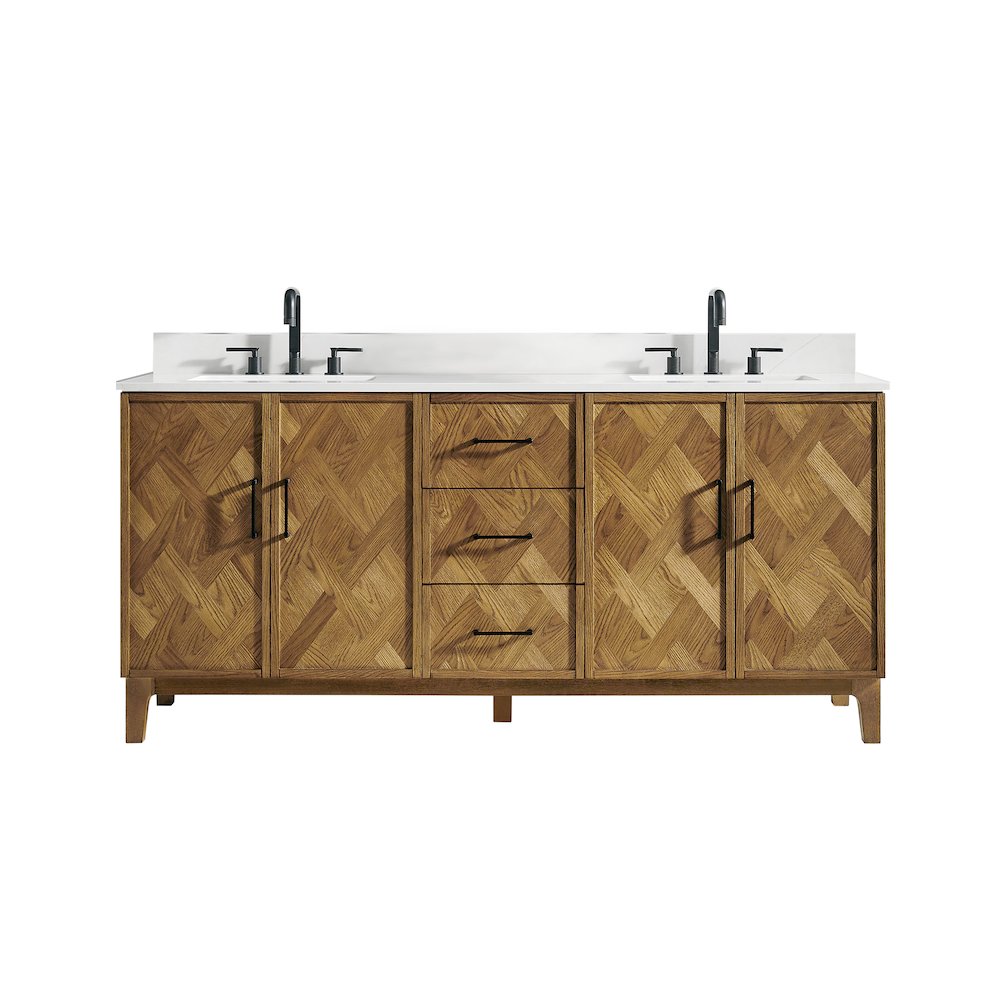 Clara 72" Double Bathroom Vanity in Weathered Brown. Picture 1