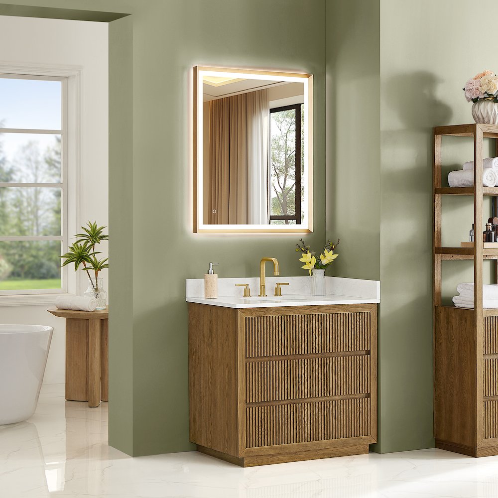 Navan 36" Single Bathroom Vanity in Weathered Brown. Picture 3