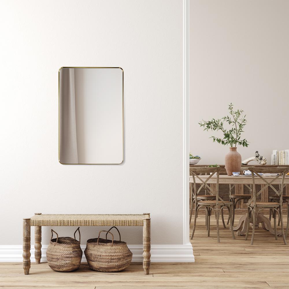 Nettuno 24" Rectangle Bathroom/Vanity Brushed Gold Aluminum Framed Wall Mirror. Picture 9