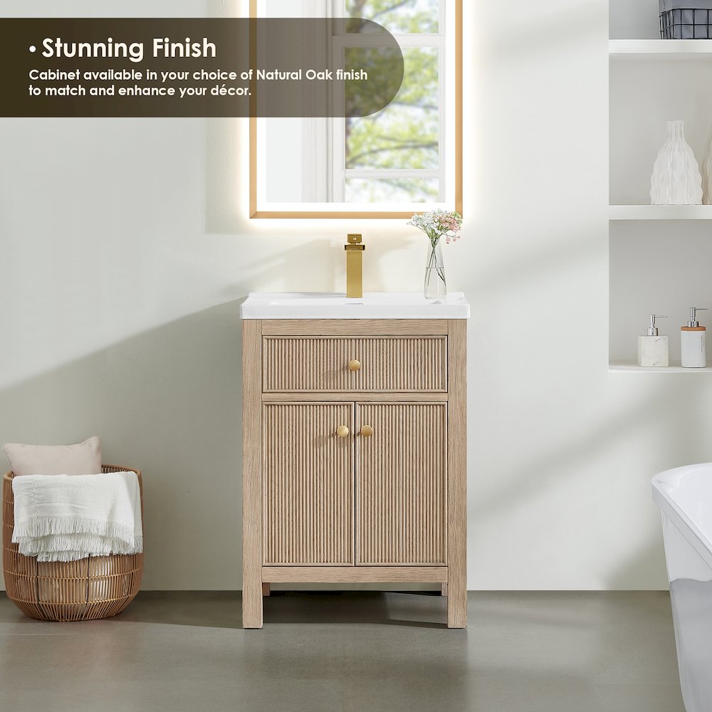 Cerrito 24" Single Bathroom Vanity in Natural Oak. Picture 5
