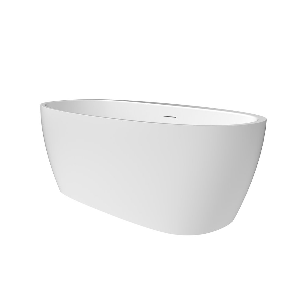 59" x 32" Flatbottom Freestanding Acrylic Soaking Bathtub in Glossy White. Picture 2