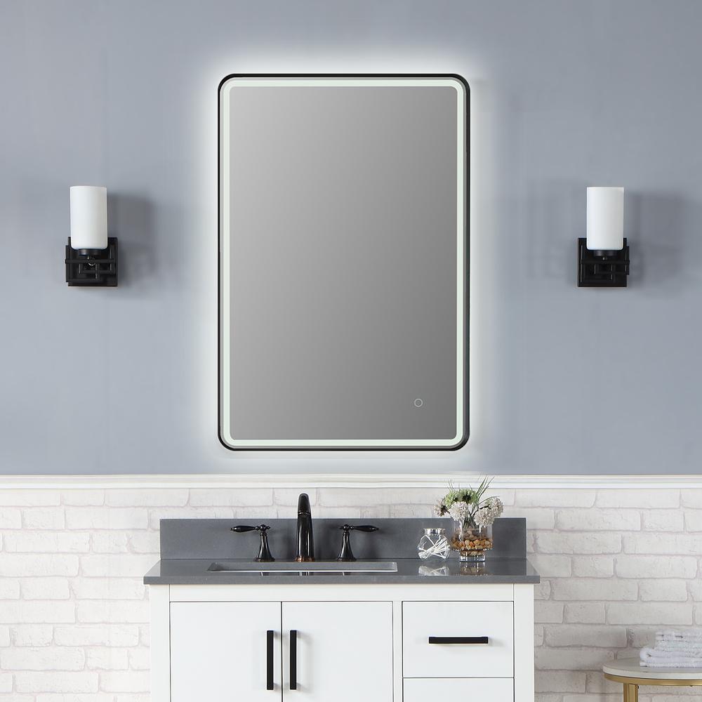 Framed in Matt Black Modern Bathroom/Vanity LED Lighted Wall Mirror. Picture 8