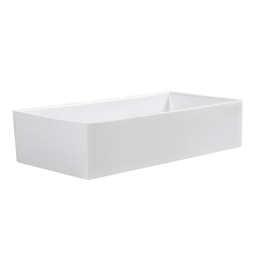 Kosula Glossy White Ceramic Rectangular 36" L x 19.8" W Farmhouse Sink. Picture 3