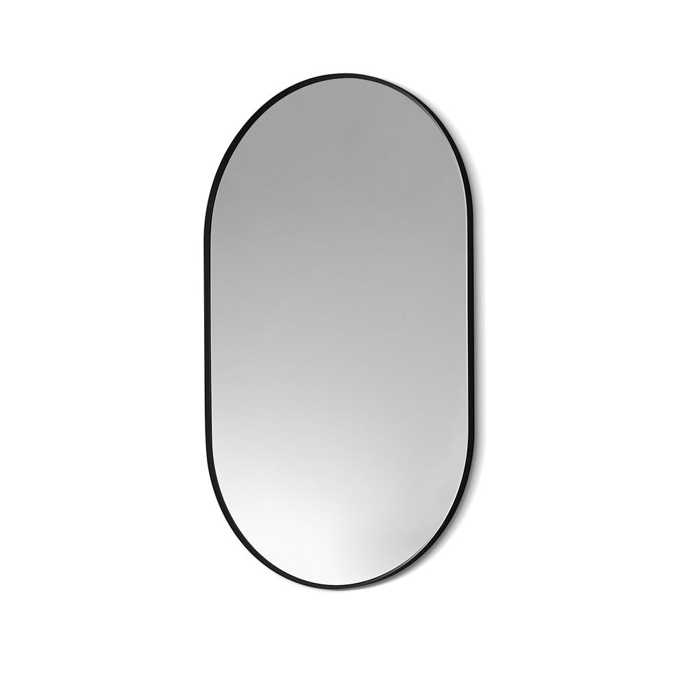 Ispra 36" Oval Bathroom/Vanity Matt Black Aluminum Framed Wall Mirror. Picture 2