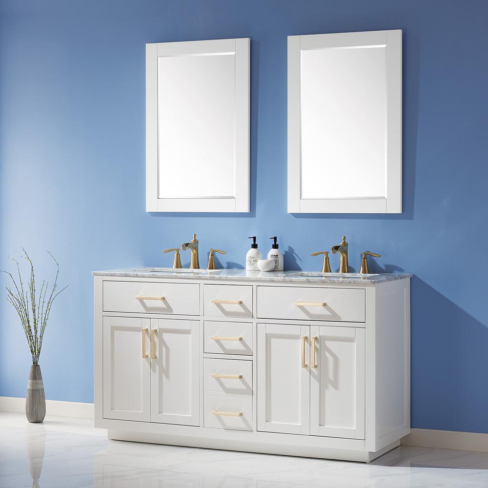 24" Rectangular Bathroom Wood Framed Wall Mirror in White. Picture 6