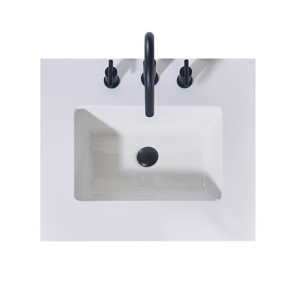 24. in Composite Stone Vanity Top in Snow White Apron with White Sink. Picture 1