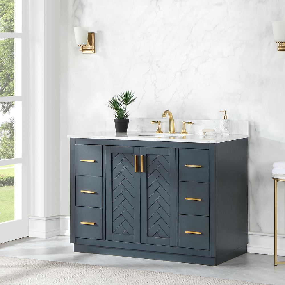 48" Single Bathroom Vanity Set in Classic Blue without Mirror. Picture 4