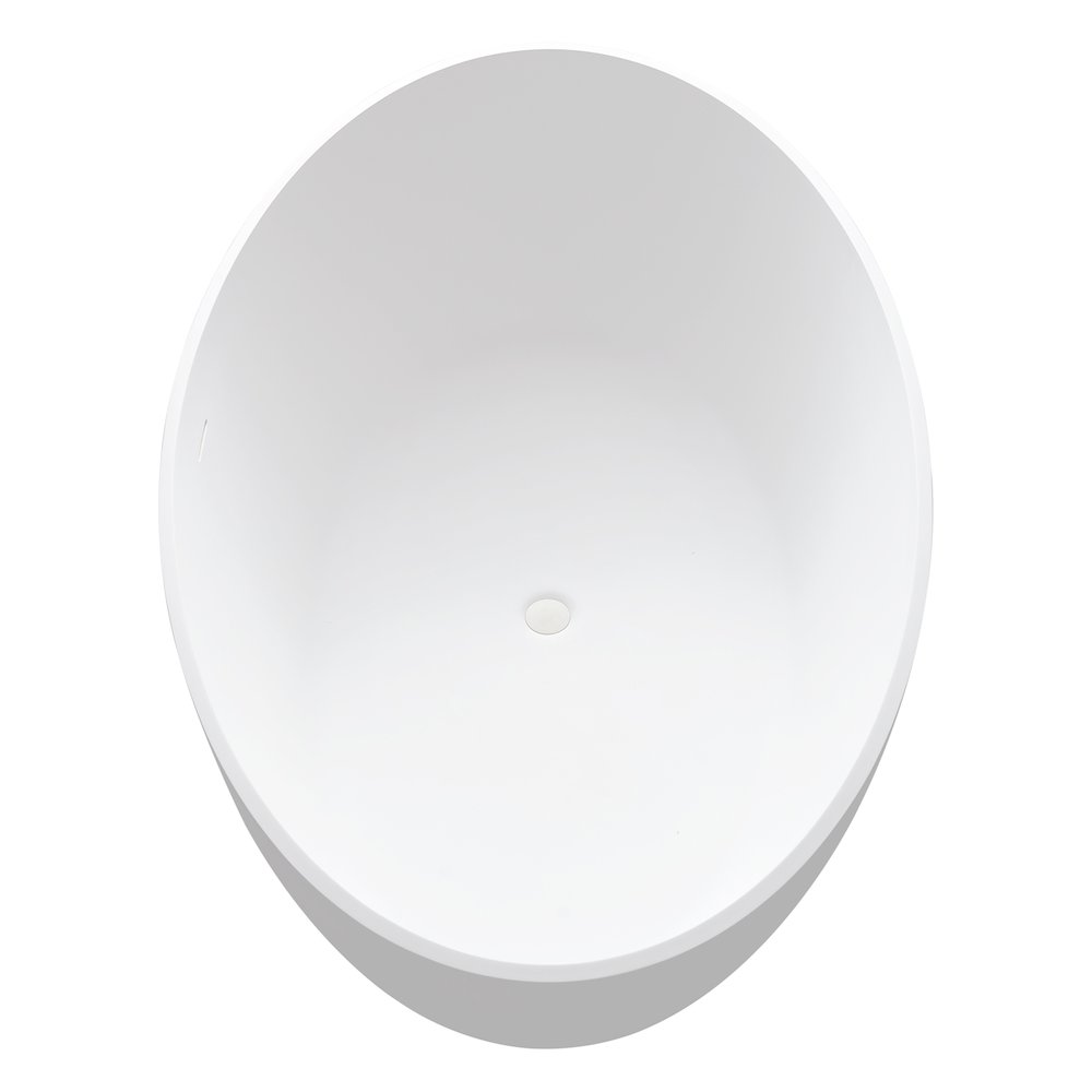 67" x 39" Solid Surface Soaking Bathtub in Matte White and Integrated Overflow. Picture 5