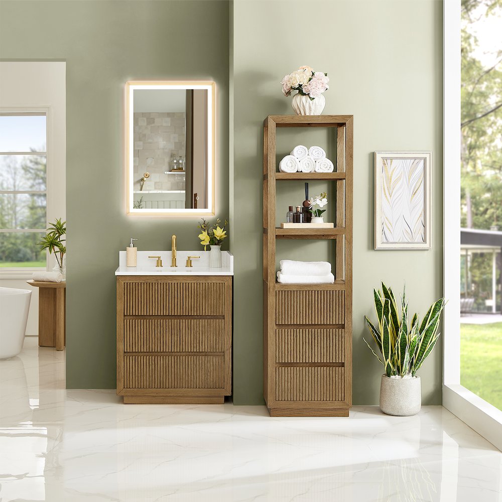 Navan 30" Single Bathroom Vanity in Weathered Brown. Picture 15