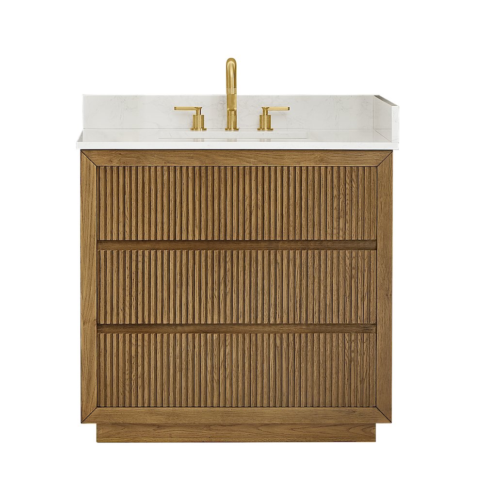 Navan 36" Single Bathroom Vanity in Weathered Brown. Picture 1