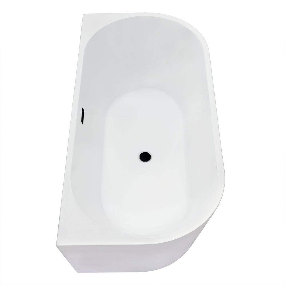 Satchi 67" x 32" Flatbottom Freestanding Acrylic Soaking Bathtub in Glossy White. Picture 4