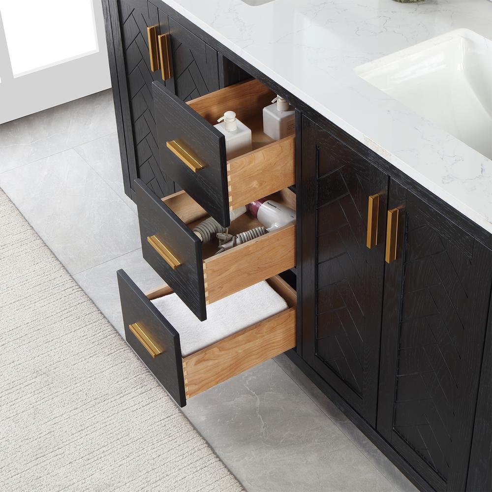 60" Double Bathroom Vanity Set in Black Oak without Mirror. Picture 9