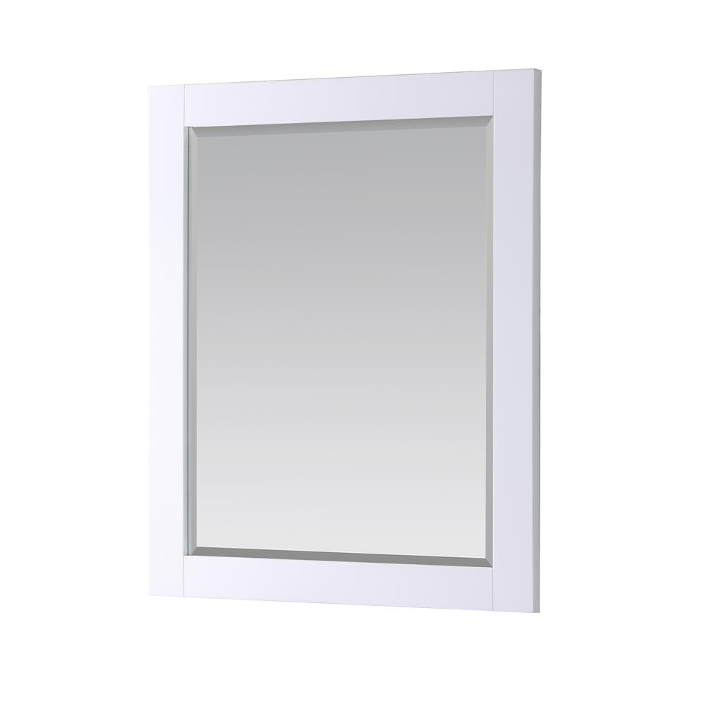 28" Rectangular Bathroom Wood Framed Wall Mirror in White. Picture 1