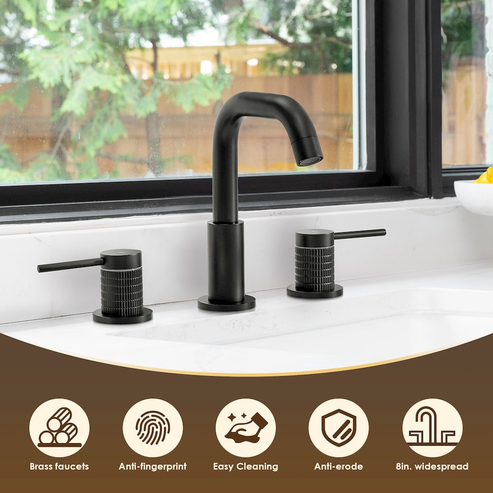 8. in Widespread 2-Handle Bathroom Faucet in Matte Black. Picture 8