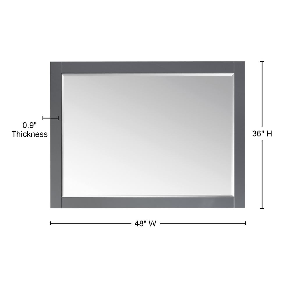48" Rectangular Bathroom Wood Framed Wall Mirror in Gray. Picture 8