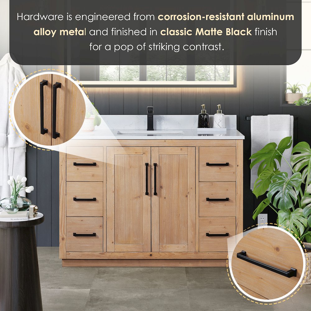 48" Single Bathroom Vanity with Grain White Countertop without Mirror. Picture 7