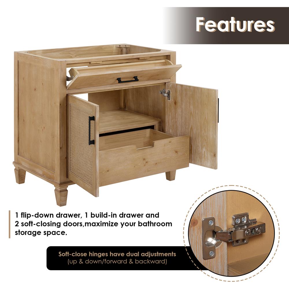 Single Bathroom Vanity in Weathered Fir with Stone Countertop without Mirror. Picture 6