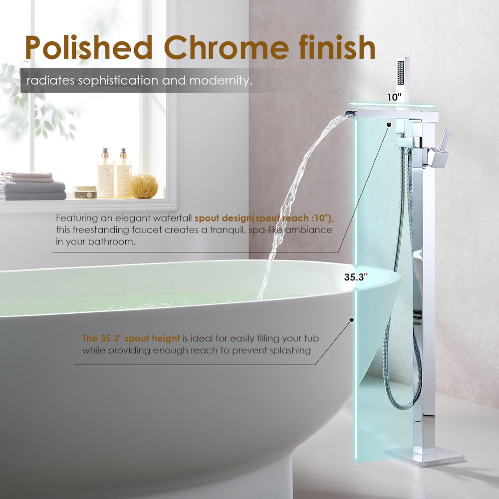 Single Lever Handle Freestanding Floor Mounted Tub Filler. Picture 10
