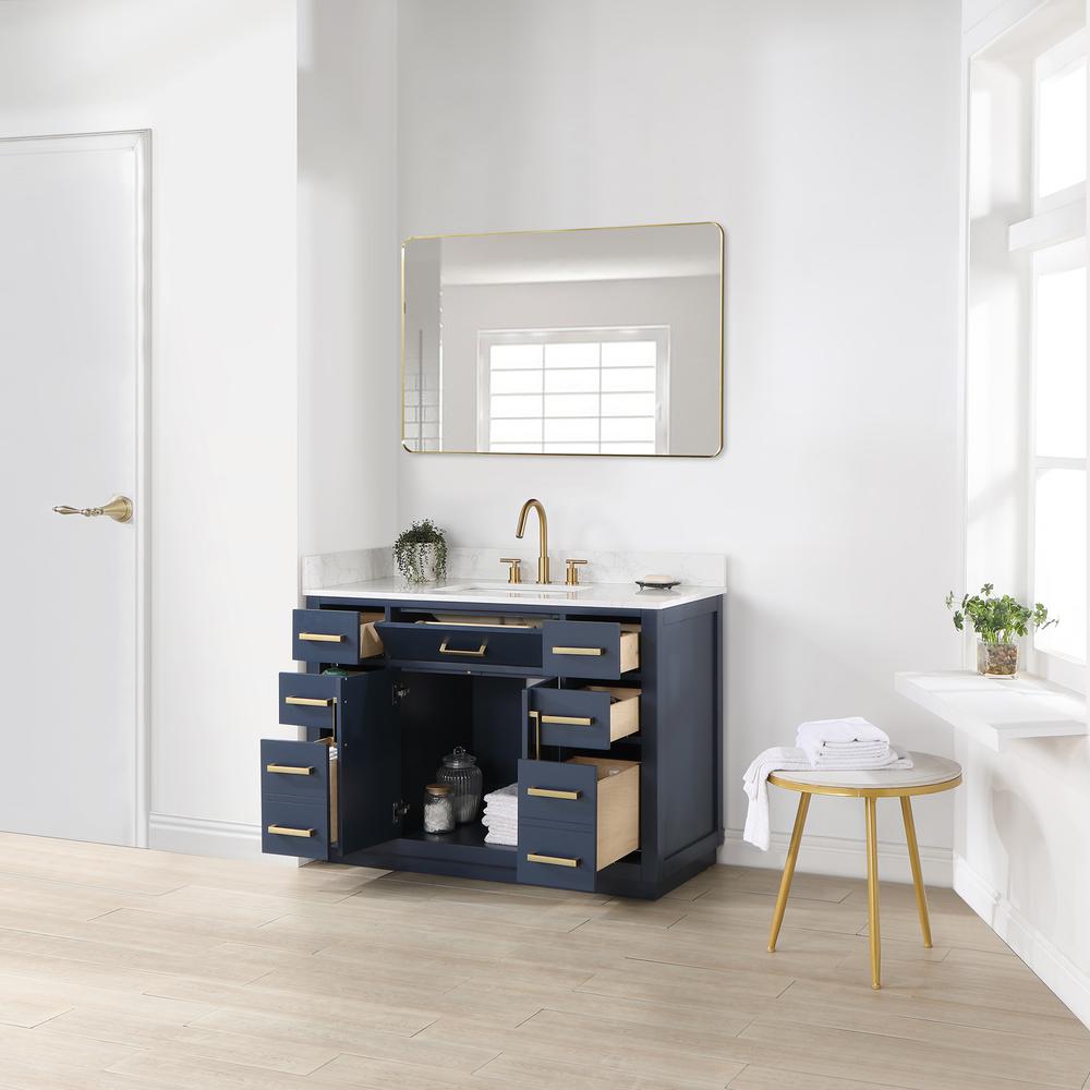 48" Single Bathroom Vanity in Royal Blue with Mirror. Picture 10