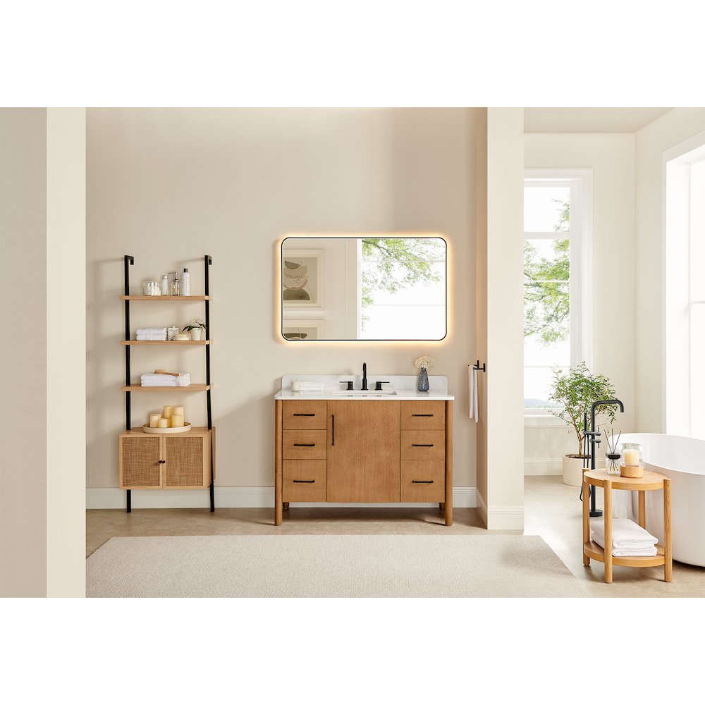 48" Single Bathroom Vanity in Mango Brown with Grain White. Picture 15