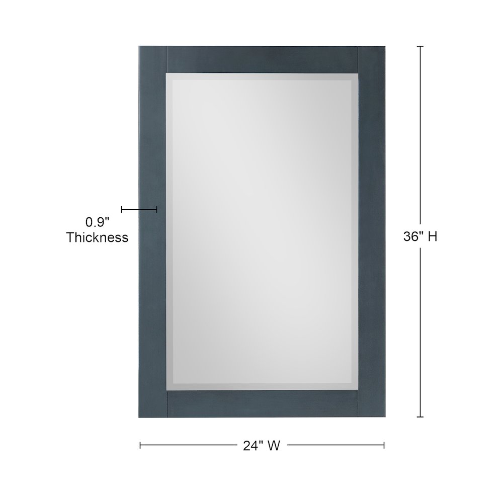 24" Rectangular Bathroom Wood Framed Wall Mirror in Classical Blue. Picture 10