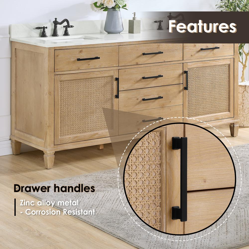 Double Bathroom Vanity in Weathered Fir with Quartz Countertop without Mirror. Picture 9
