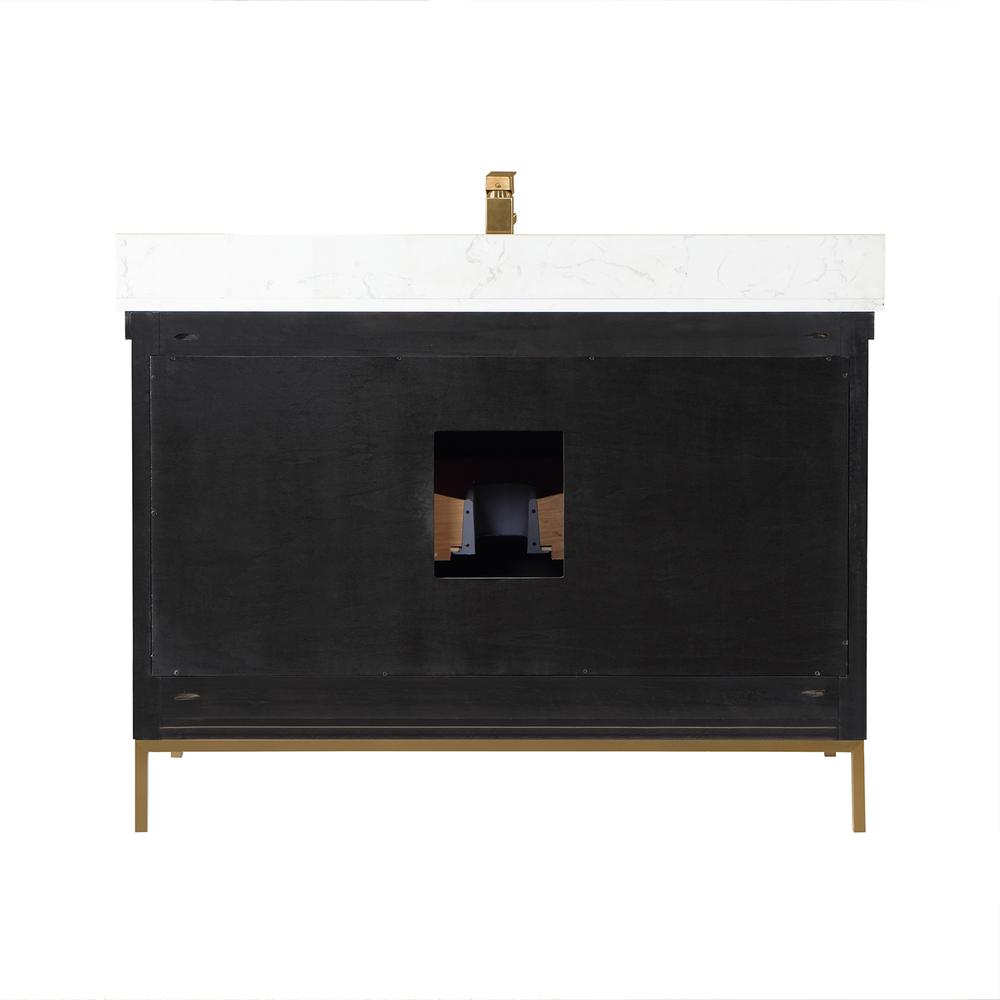48" Single Bathroom Vanity Set in Black Oak with Mirror. Picture 2