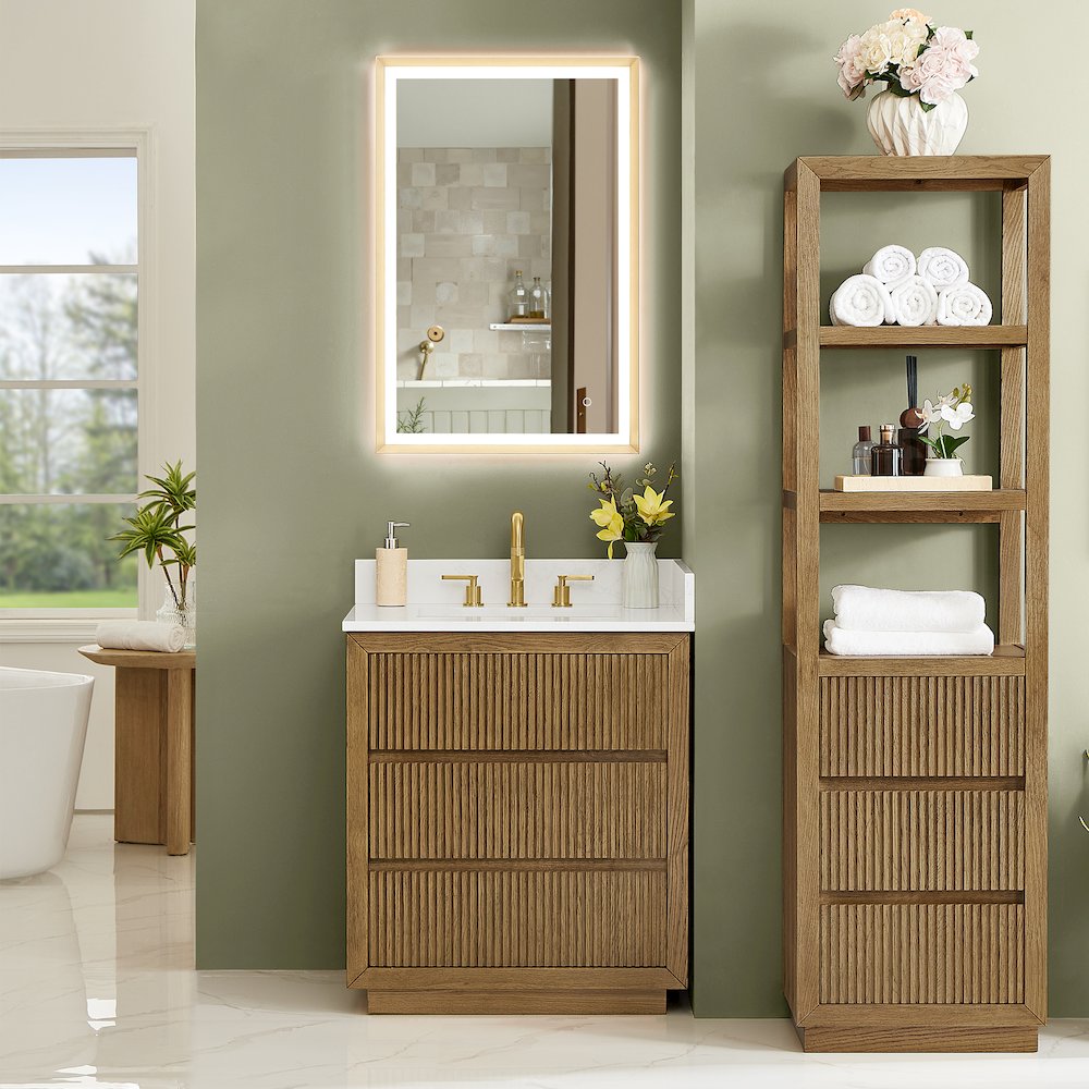 Navan 30" Single Bathroom Vanity in Weathered Brown. Picture 2