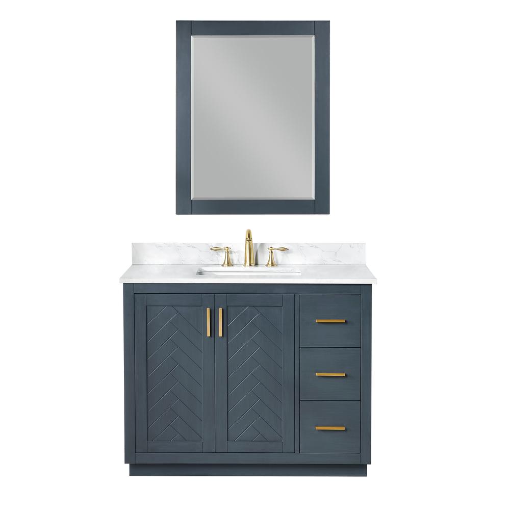 42" Single Bathroom Vanity Set in Classic Blue with Mirror. Picture 1