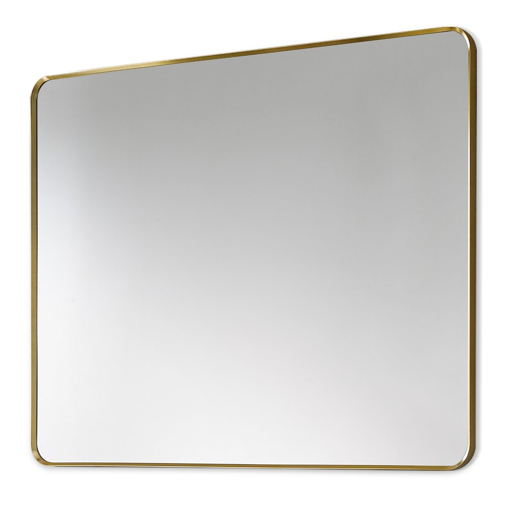 Nettuno 36" Rectangle Bathroom/Vanity Brushed Gold Aluminum Framed Wall Mirror. Picture 2