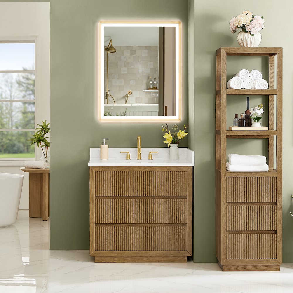 Navan 36" Single Bathroom Vanity in Weathered Brown. Picture 2