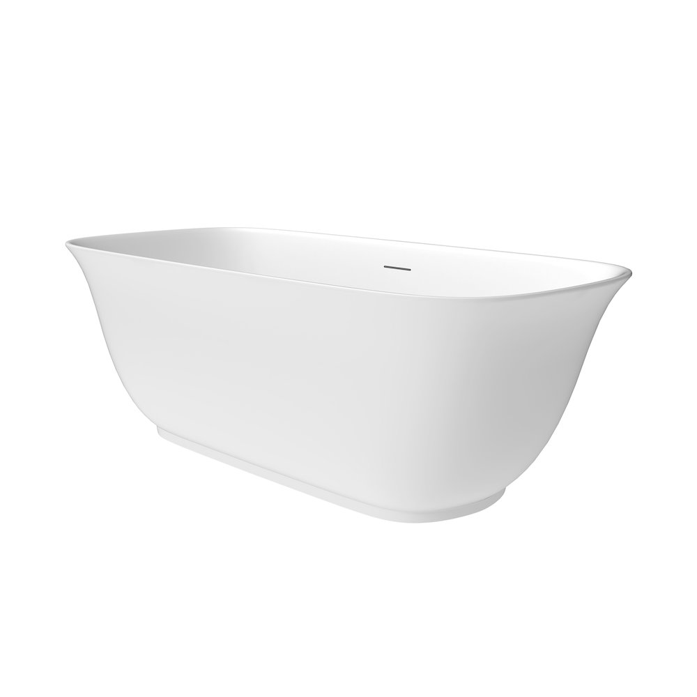 59" x 32" Flatbottom Freestanding Acrylic Soaking Bathtub in Glossy White. Picture 2