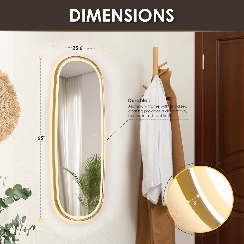 26"x65" Rectangular Anti-Fog Dimmable Modern Bathroom/Dressing. Picture 16