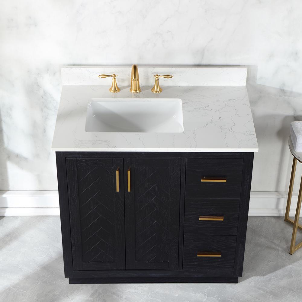 36" Single Bathroom Vanity Set in Black Oak without Mirror. Picture 6