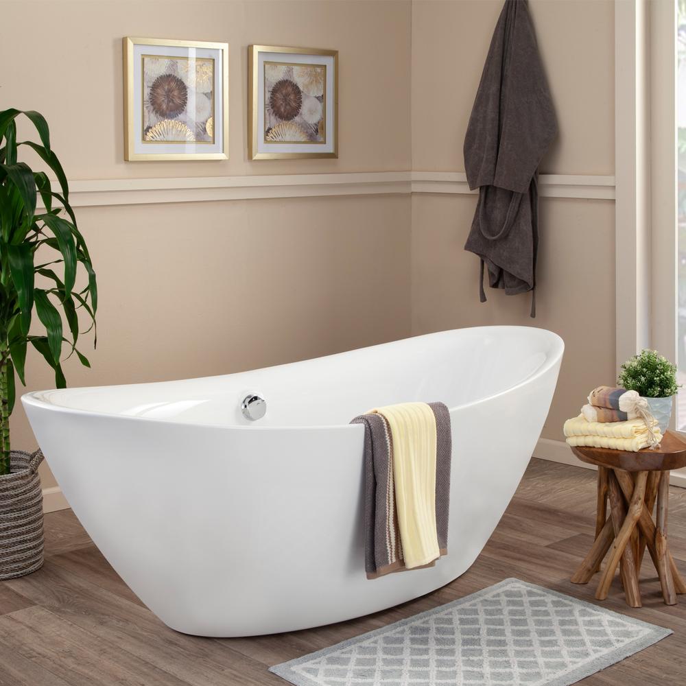 Allegra 71" x 34" Freestanding Soaking Acrylic Bathtub. Picture 6