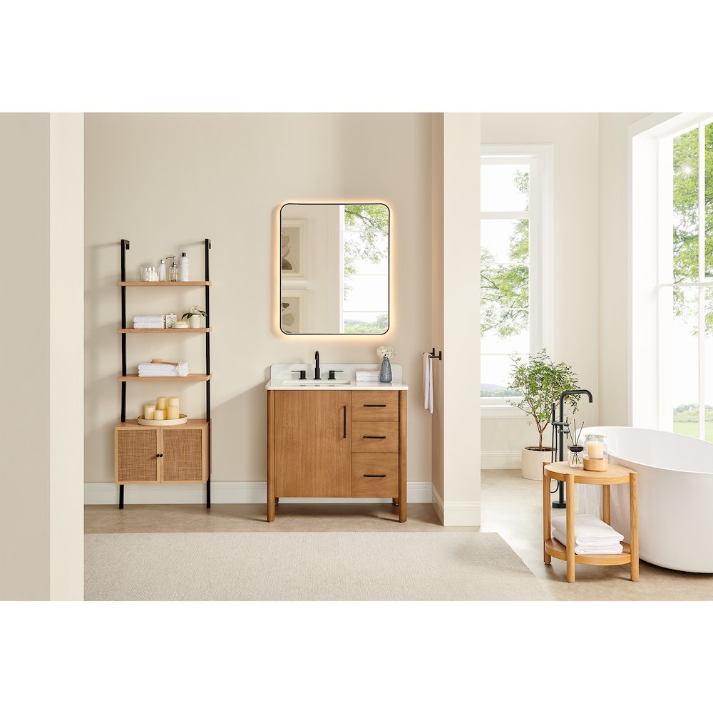 36" Single Bathroom Vanity in Mango Brown with Grain White. Picture 15