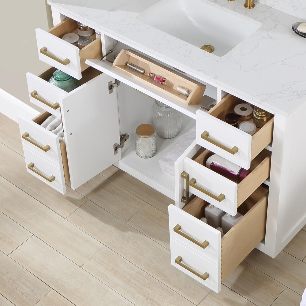 48" Single Bathroom Vanity in White with Mirror. Picture 10