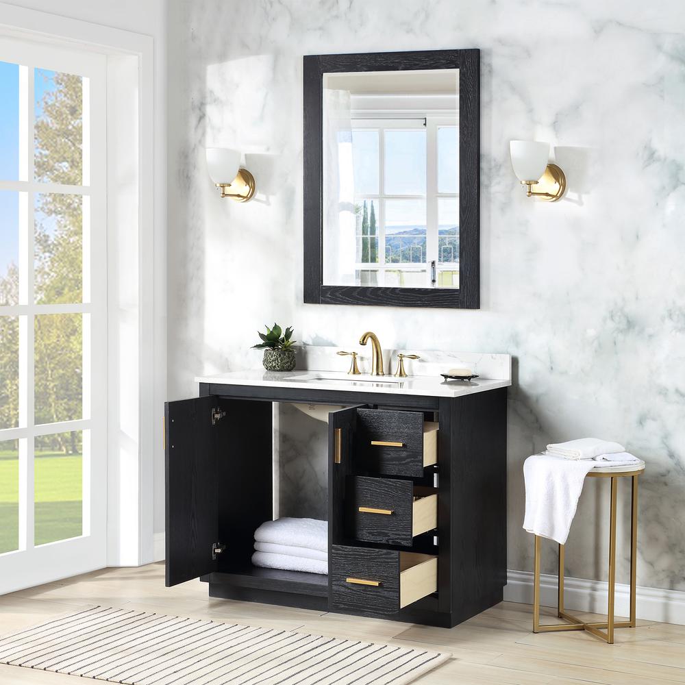 42" Single Bathroom Vanity Set in Black Oak with Mirror. Picture 6